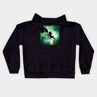 Wonderful little seahorse and orca Kids Hoodie